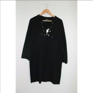 Theory Patrinelle Lace Up Sweater Dress Black